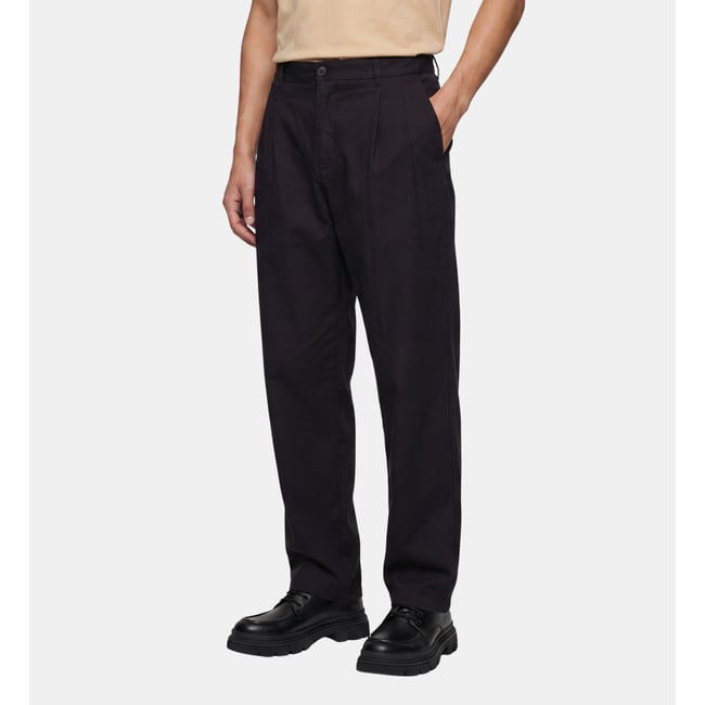 Pantalon ridouble ample à plis doubles en coton - GALERIES LAFAYETTE