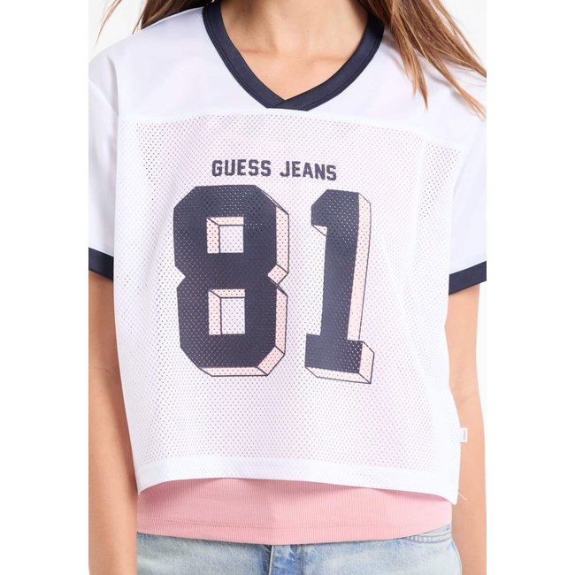 T-Shirt Maille Filet Boxy blanc <span itemprop=