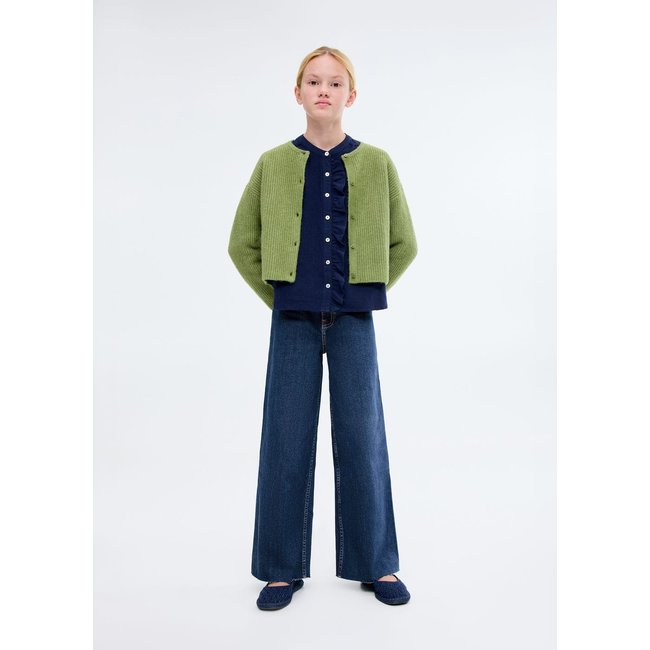 Jean wideleg revers effilochés bleu foncé <span itemprop=