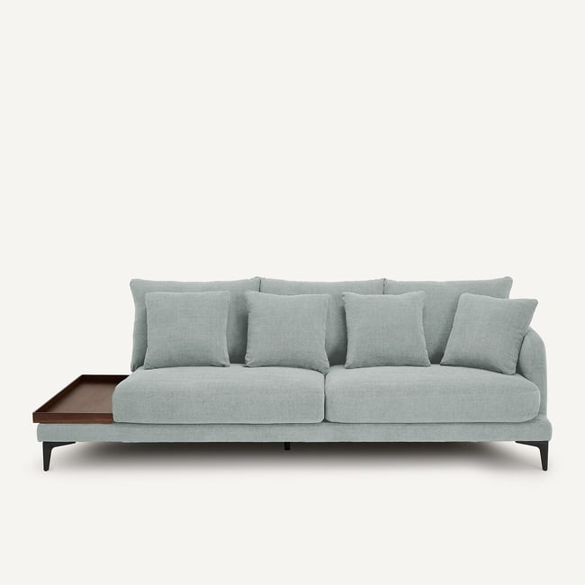 Demi-canapé avec plateau, en polyester natté, MODERNISTE - AM.PM X EMMANUEL GALLINA