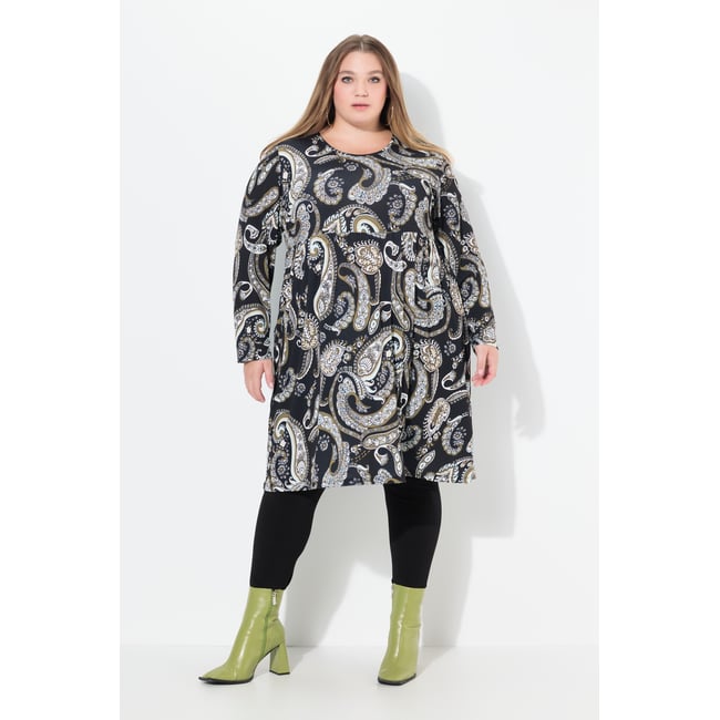 Robe en jersey motif cachemire noir <span itemprop=