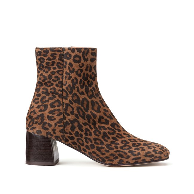 Leopard print ankle boots block heel cheap