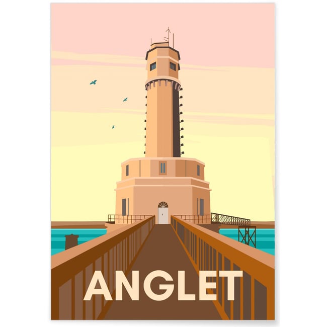 Affiche ville Anglet Couleur blanc <span itemprop=