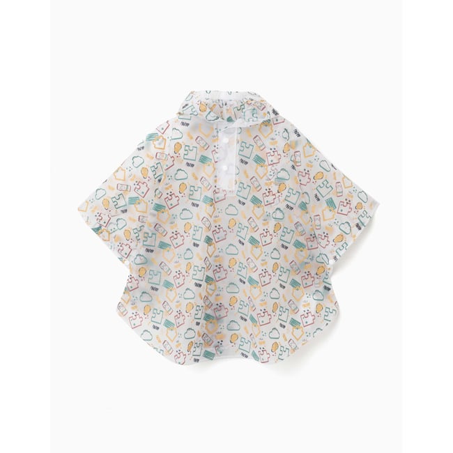 Poncho de pluie avec capuche et imprimé jaune <span itemprop=