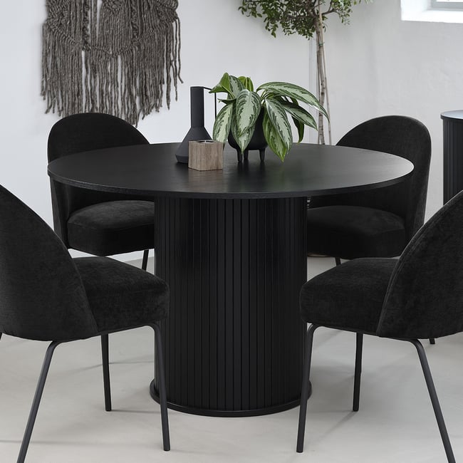 Table à manger ronde 4 personnes ø120 cm - Bois - ALBA Couleur noir <span itemprop=