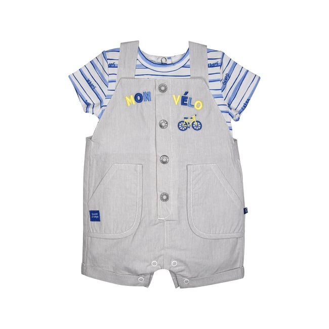 Tshirt salopette ladji court bebe beige <span itemprop=