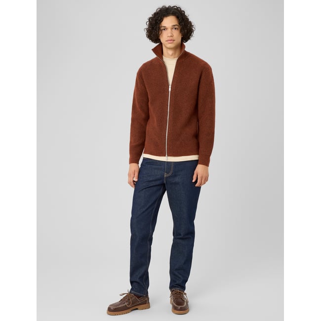 Gilet zippé double ouverture marron <span itemprop=