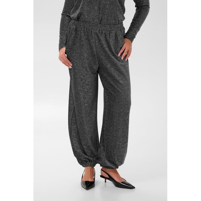 Pantalon en jersey argent noir silver black glitter <span itemprop=