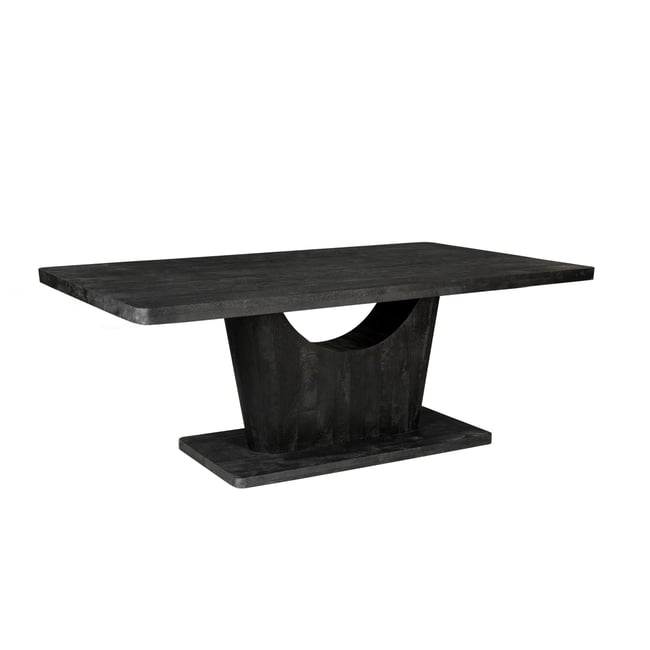 Table 8 places en bois massif, pied moderne ARCANA Couleur bois noir <span itemprop=