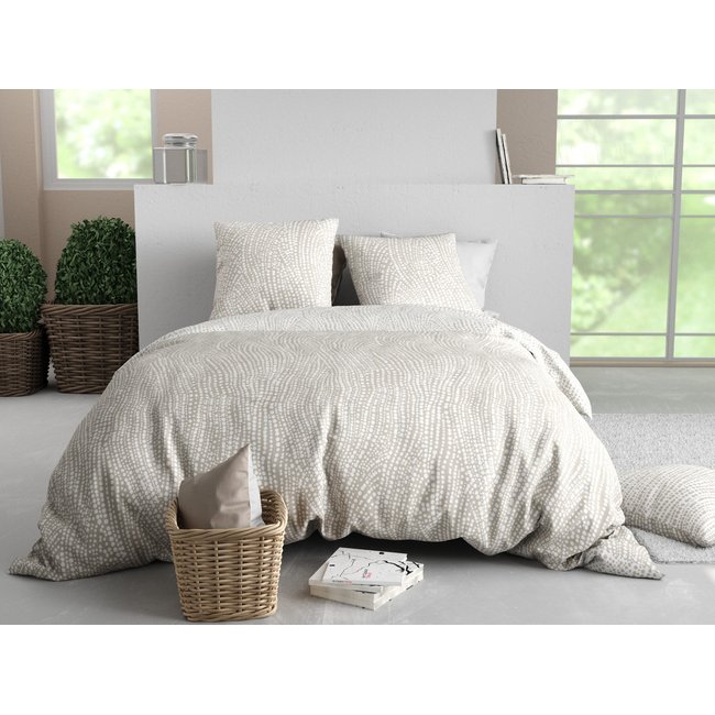 Parure housse de couette  en coton, Nairobi beige <span itemprop=