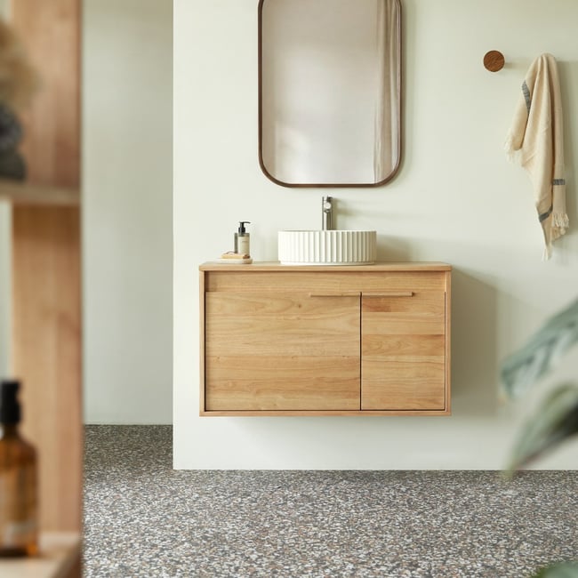 Meuble Salle De Bain en Hévéa massif, NÉO Couleur naturel <span itemprop=