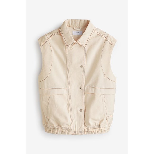 Veste sans manches style militaire crème écru <span itemprop=