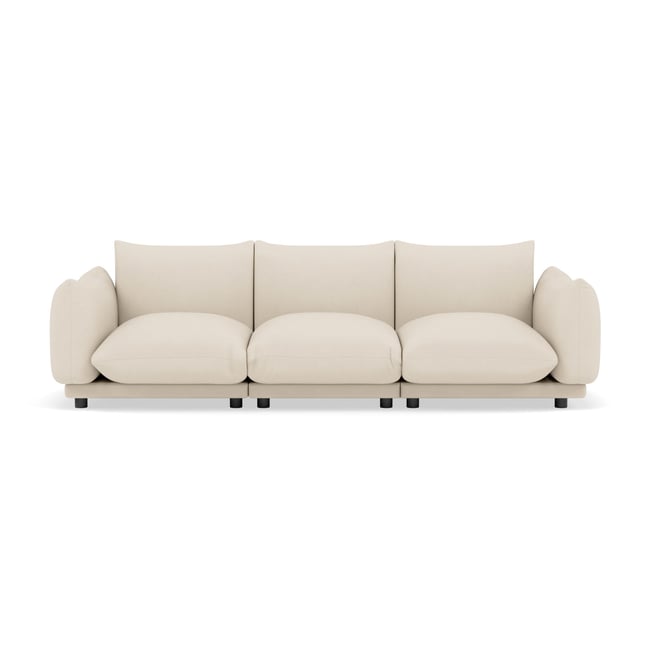 Canapé modulable en velours texturé, JEANNE Couleur beige <span itemprop=