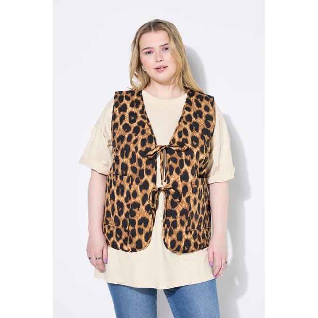 Doudoune matelassée léopard marron macchiato <span itemprop=