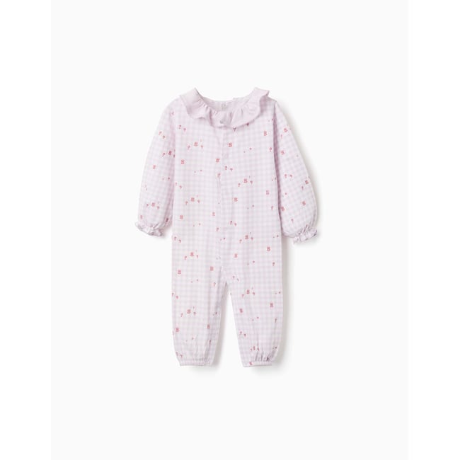 Dors-bien en coton à motif Vichy rose clair <span itemprop=