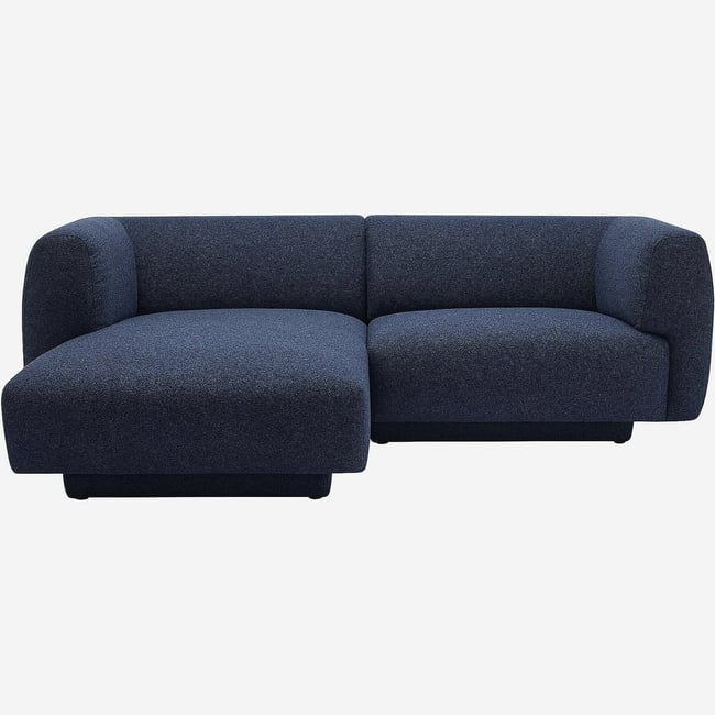Canapé d'angle gauche en tissu texturé AUSTIN Couleur bleu nuit <span itemprop=