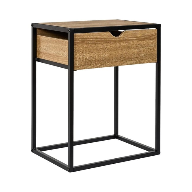 Table de chevet industrielle en métal 1 tiroir Couleur noir <span itemprop=