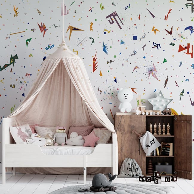 Papier peint connfétis avec motifs multicolores pour enfants - 425x260 cm (l x h) Couleur multicolore <span itemprop=