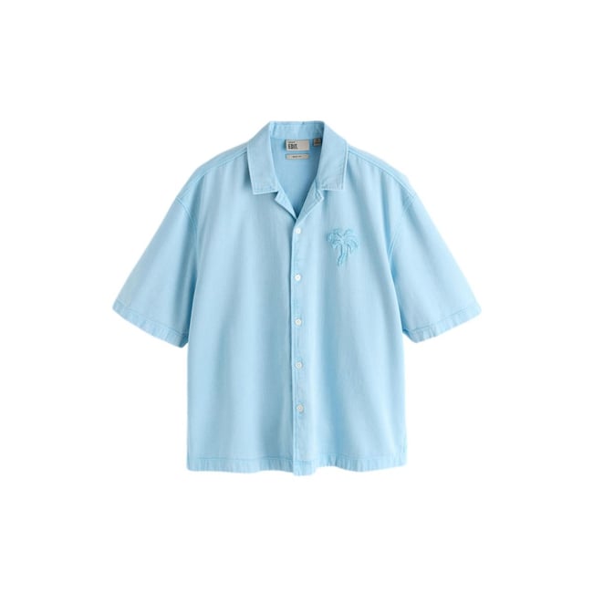 Chemise à manches courtes et motif edit bleu <span itemprop=