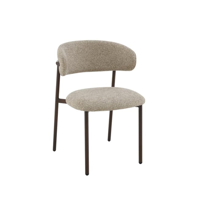 Chaise de salle à manger Curve en tissu marron avec piètement finition noyer (lot de 2) Couleur crème / ivoire <span itemprop=