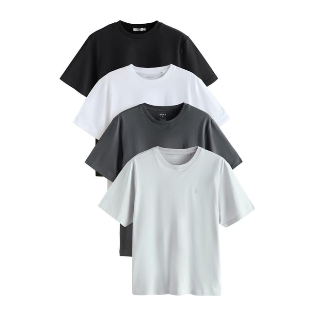 T-shirt, lot de 4 bleu marine/noir/blanc/gris <span itemprop=