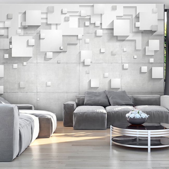 Papier peint intissé panoramique Après-midi nuageux Couleur gris / argent <span itemprop=