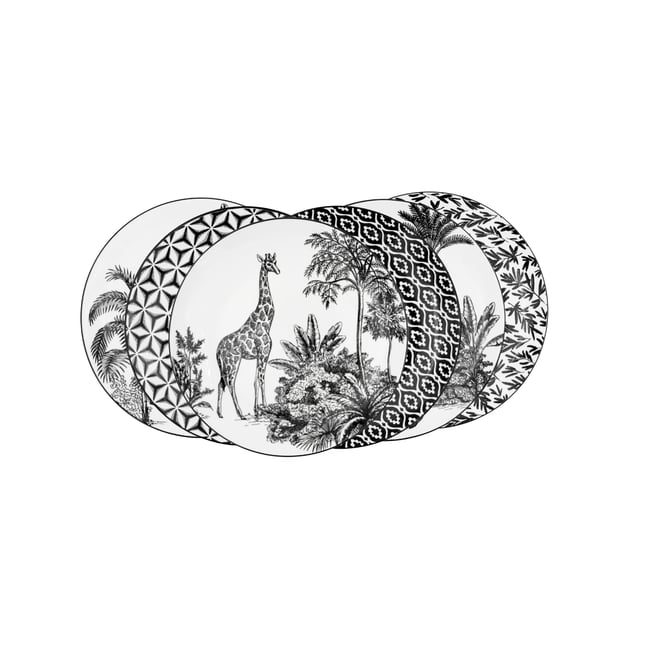 Lot de 6 assiettes à dessert, SAVANA Couleur noir <span itemprop=