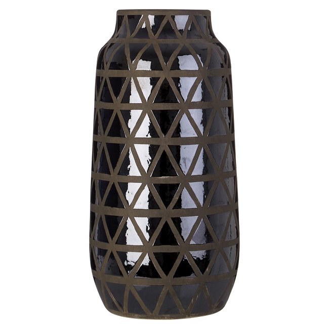 36cm Black Earthenware Vase, black, SO'HOME