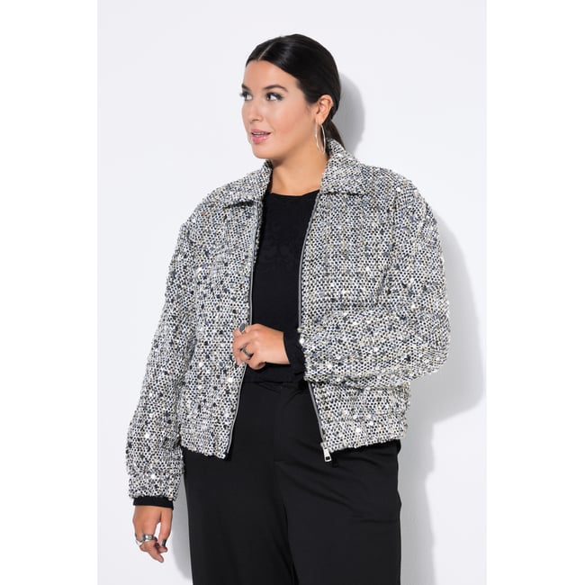 Blouson coupe Boxy Shape argent <span itemprop=