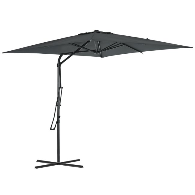 Parasol déporté carré dim. 2,5 x 2,5 m métal polyester anthracite gris <span itemprop=