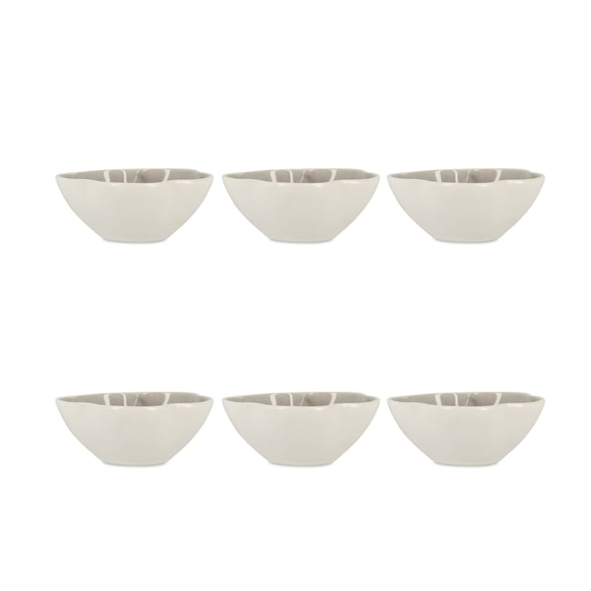 Lot de 6 coupelles 8,5cm en grès, NOVA Couleur blanc et violet <span itemprop=