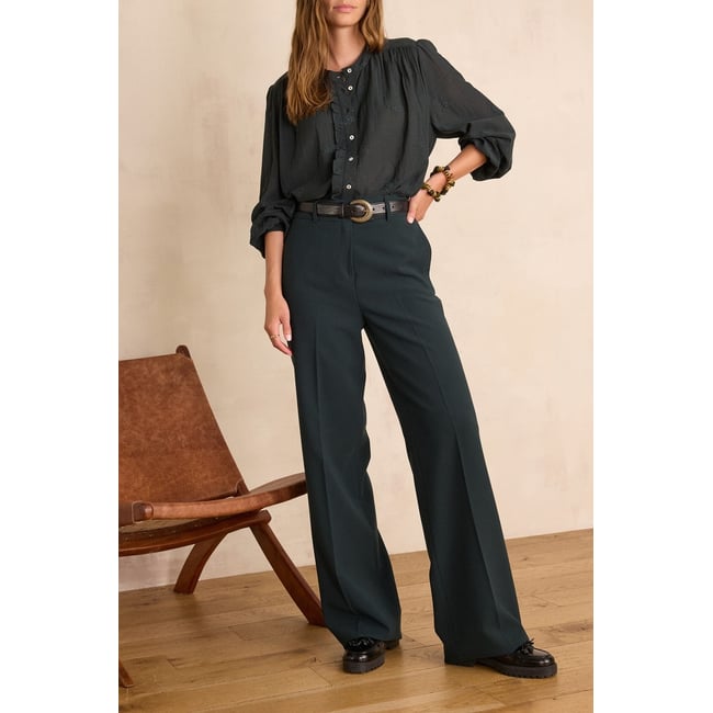 Pantalon large LAYLA vert <span itemprop=