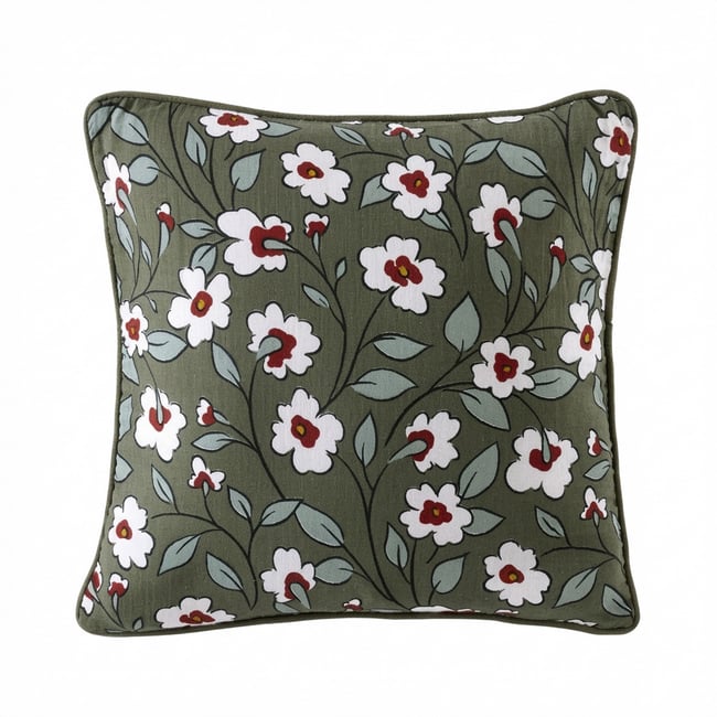 Coussin carré déhoussable 45x45 cm Gaze de Coton Azalée multicolore <span itemprop=