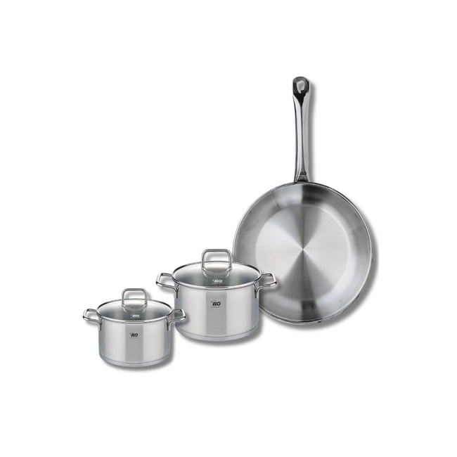 Batterie 1 poêle 28cm + 2 faitouts 14/16cm PROFI CITRIN inox <span itemprop=