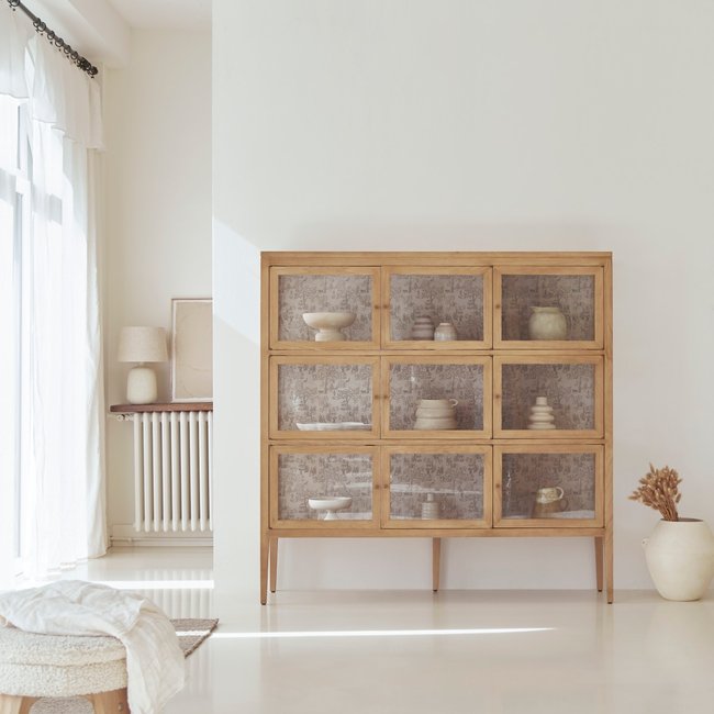 Vaisselier large en chêne 160 cm TANA Couleur naturel <span itemprop=