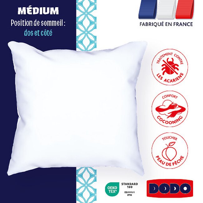 Oreiller MEDIUM - Cocooning & Anti-Acariens blanc <span itemprop=