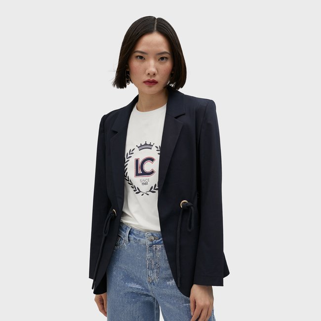 Blazer ajustable par un cordon bleu marine <span itemprop=