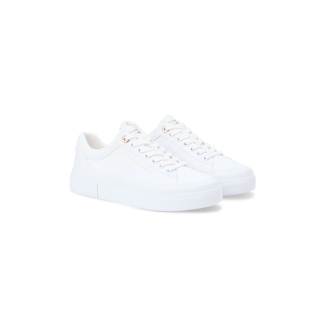 Baskets canva à plateforme  blanc <span itemprop=