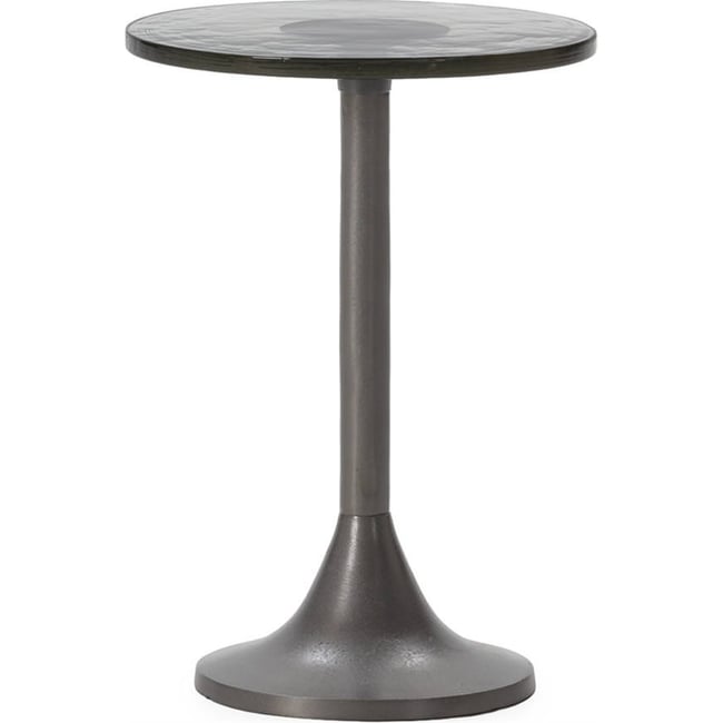 Table d'appoint en métal et verre Couleur plomb antique <span itemprop=