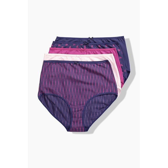 Culottes maxi, lot de 5, motif/uni bleu lilas <span itemprop=