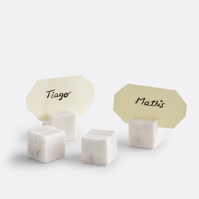 Lot de 4 porte-noms en marbre, Fitia Couleur blanc <span itemprop=