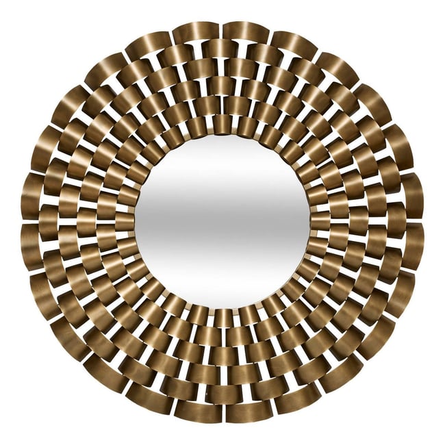 Miroir rond en acier inoxydable YOURI Couleur doré <span itemprop=