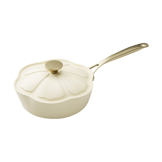 Sauteuse en aluminium recyclé 24cm, DAHLIA beige-or <span itemprop=