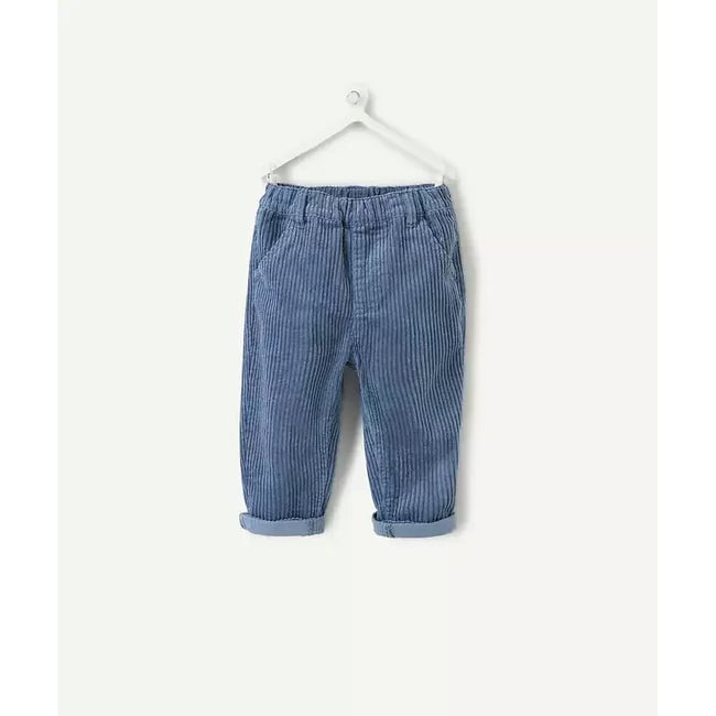 Pantalón recto de pana azul  <span itemprop=