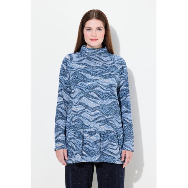 T-shirt long en coton bio bleu jean <span itemprop=