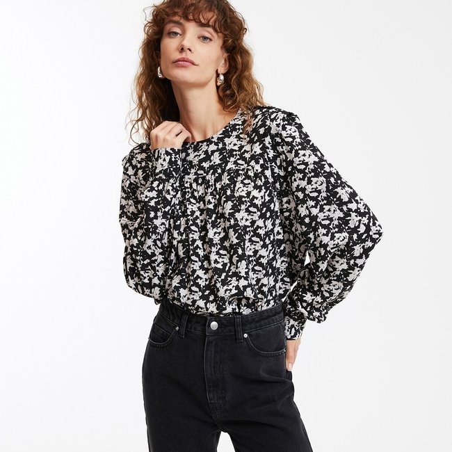 Chemise col rond imprimé graphique imprimé noir/blanc LA REDOUTE COLLECTIONS