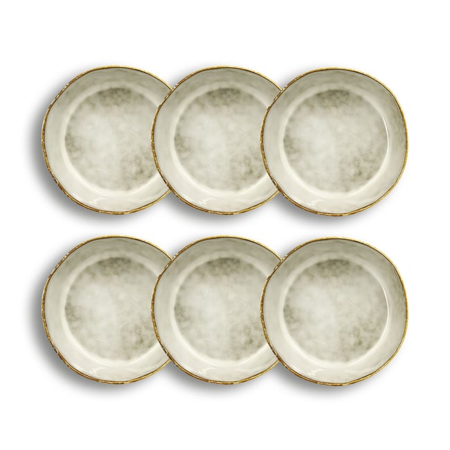 Lot de 6 assiettes coupes en grès 15,5cm, BORAL Couleur beige <span itemprop=
