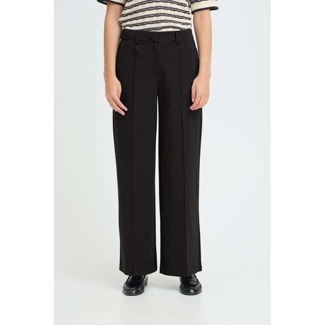 Pantalon coupe droite, jambes larges, taille haute - ICHI