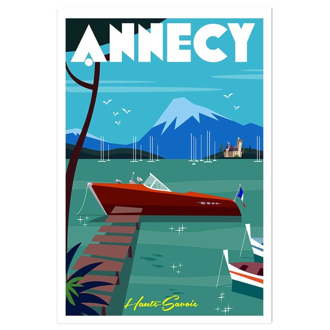 Poster de château et lac d' annecy - HEXOA