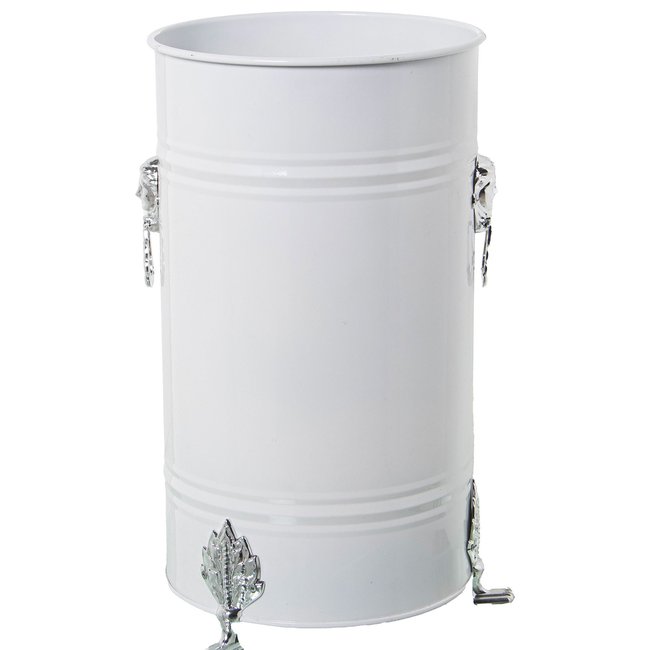 Porte parapluie rond en métal blanc et argenté 23x23x43cm Couleur blanc <span itemprop=